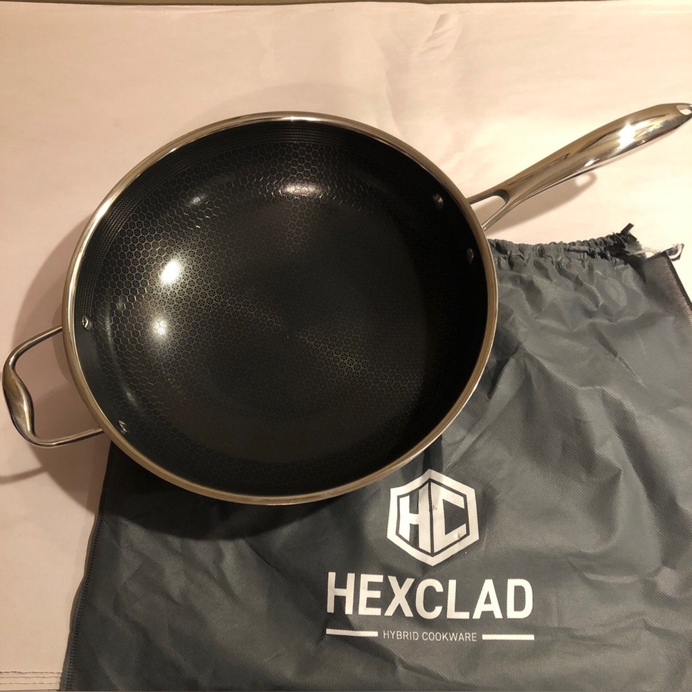 HexClad 12-Inch Wok Hybrid Nonstick Cookware Stay Cool Handle